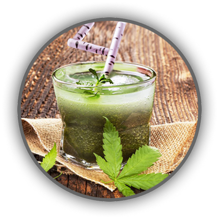 cocktail and cannabis leaves